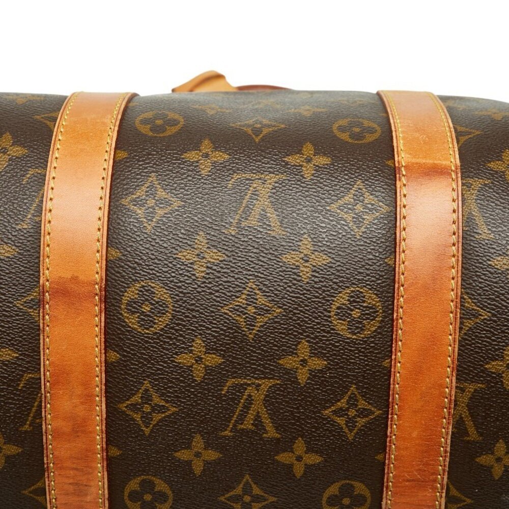 LOUIS VUITTON Authentic Brown Monogram Leather Keepall 55 Boston Bag - Picture 8 of 14